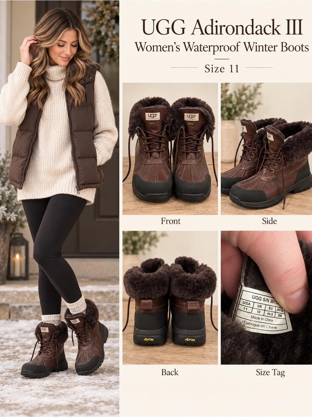 UGG Adirondack III Women's Waterproof Winter Boots - Dark Brown